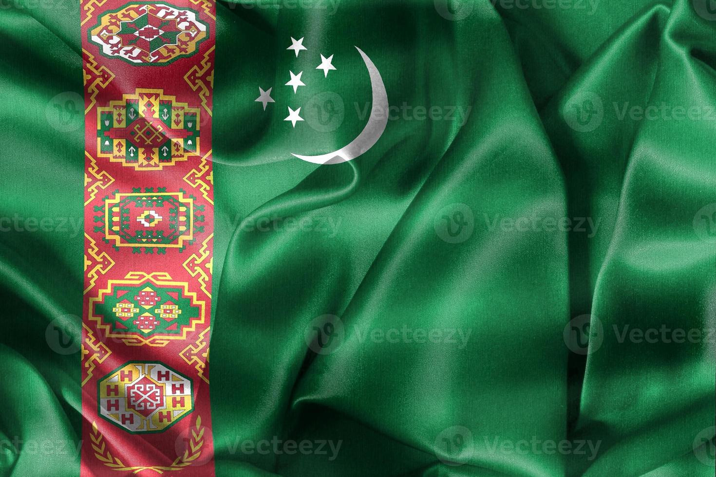 3D-Illustration of a Turkmenistan flag - realistic waving fabric flag photo