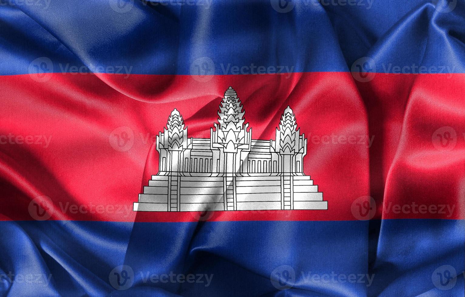 3D-Illustration of a Cambodia flag - realistic waving fabric flag photo