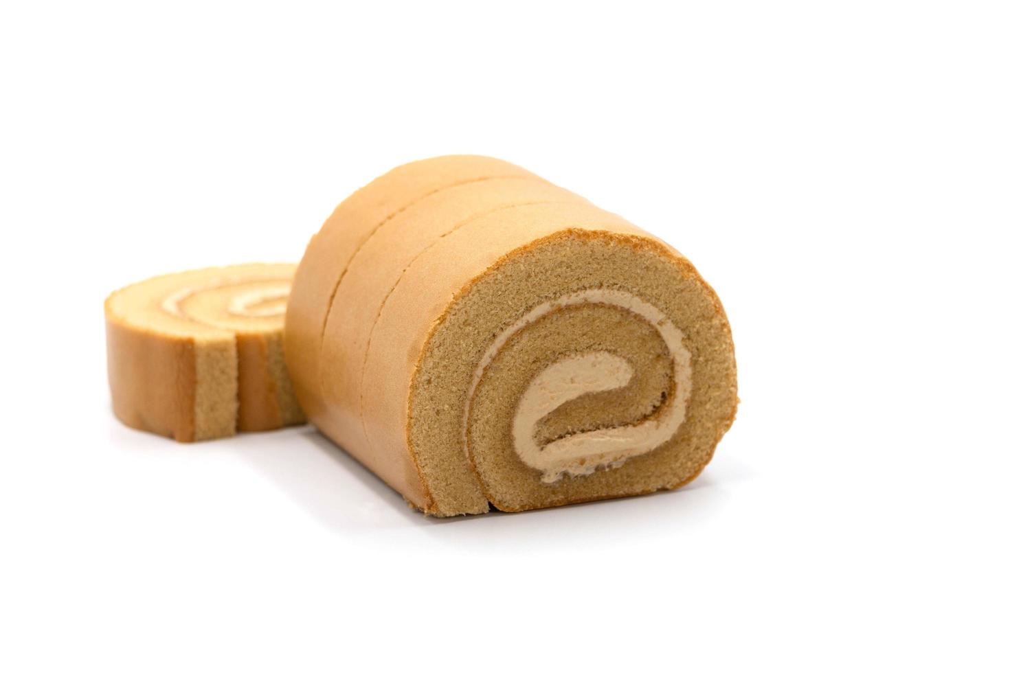 cappuccino cake roll on white photo