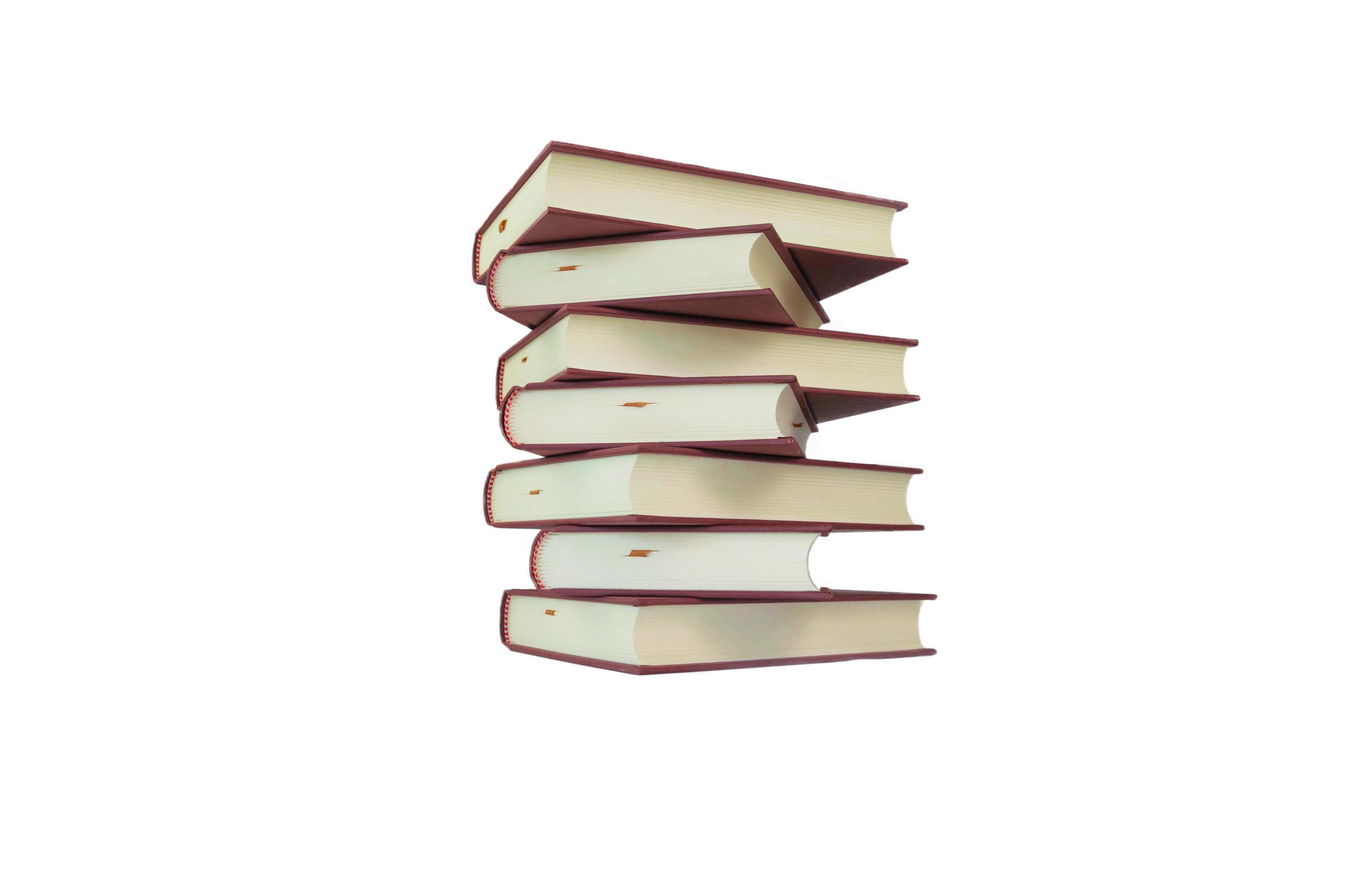 isolated stack of hardcover books on white background 13667391 Stock