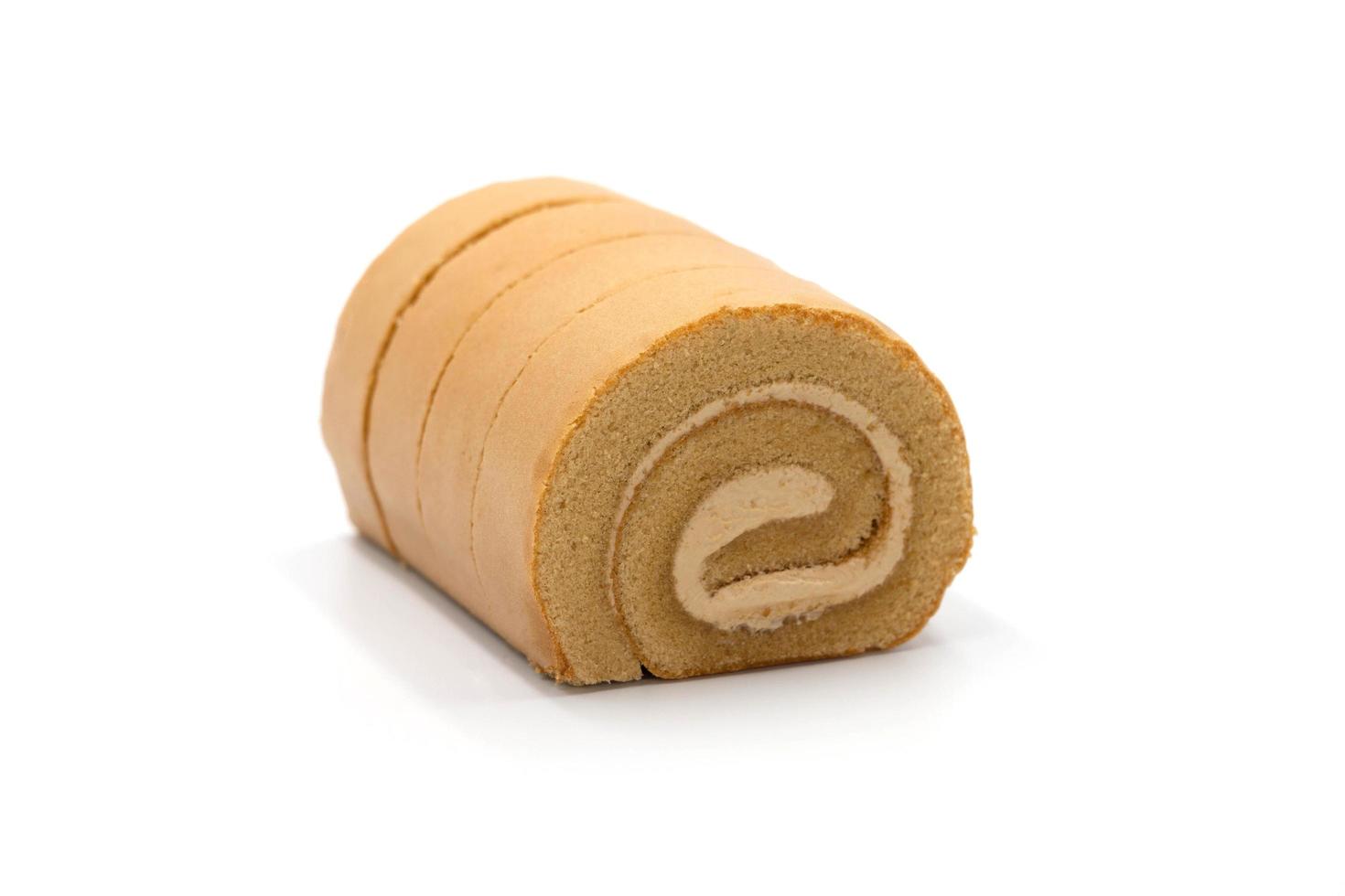 cappuccino cake roll on white photo