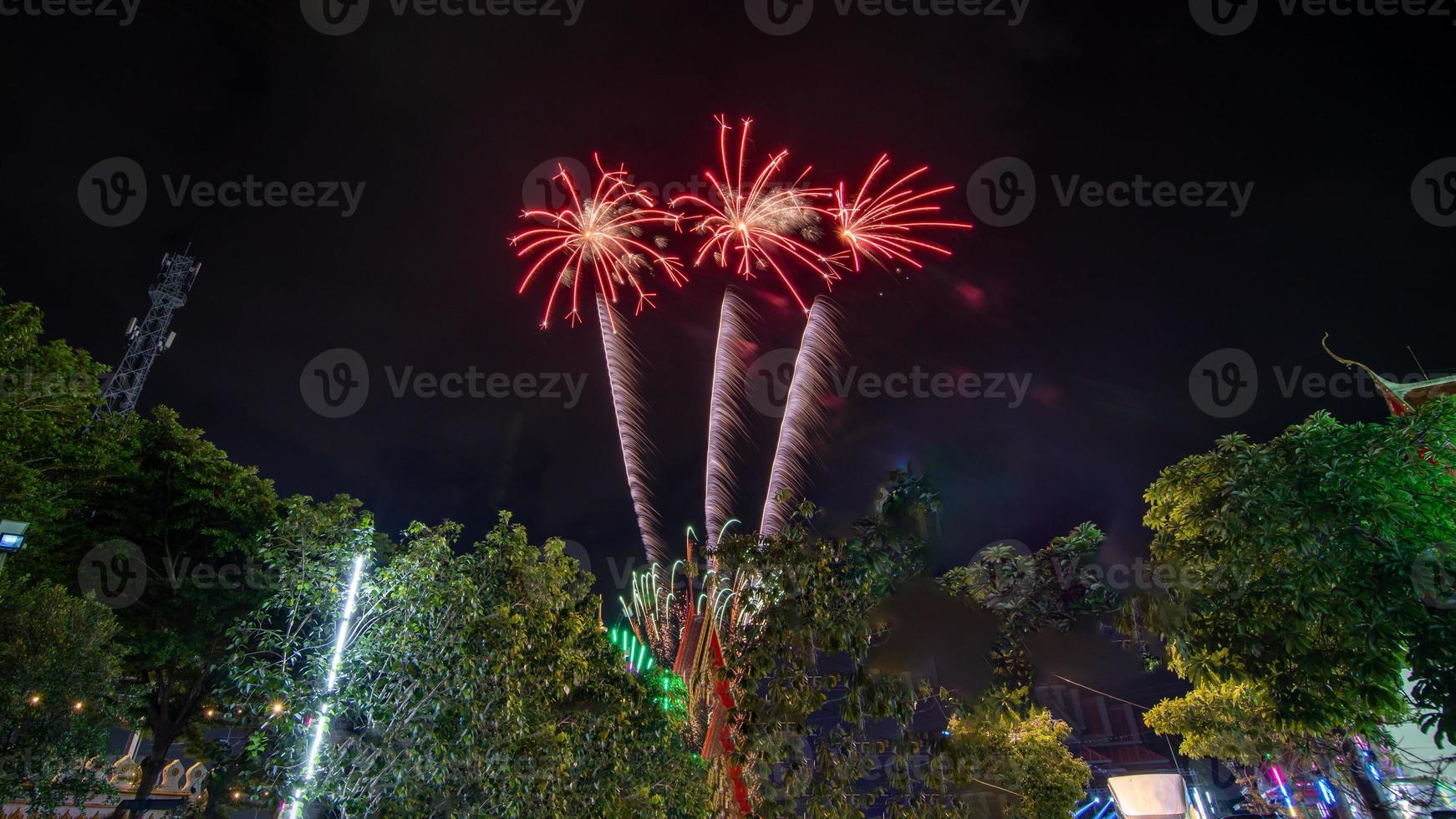 fireworks ceremony in the temple, Thailand photo