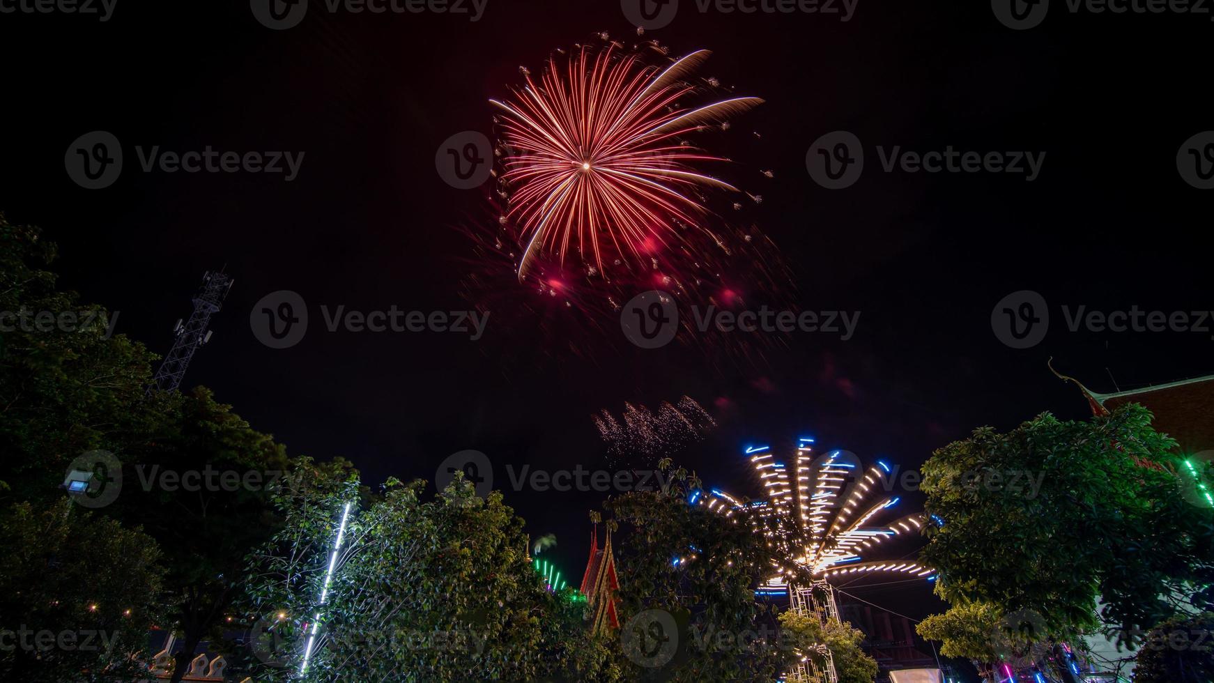 fireworks ceremony in the temple, Thailand 13667571 Stock Photo at Vecteezy