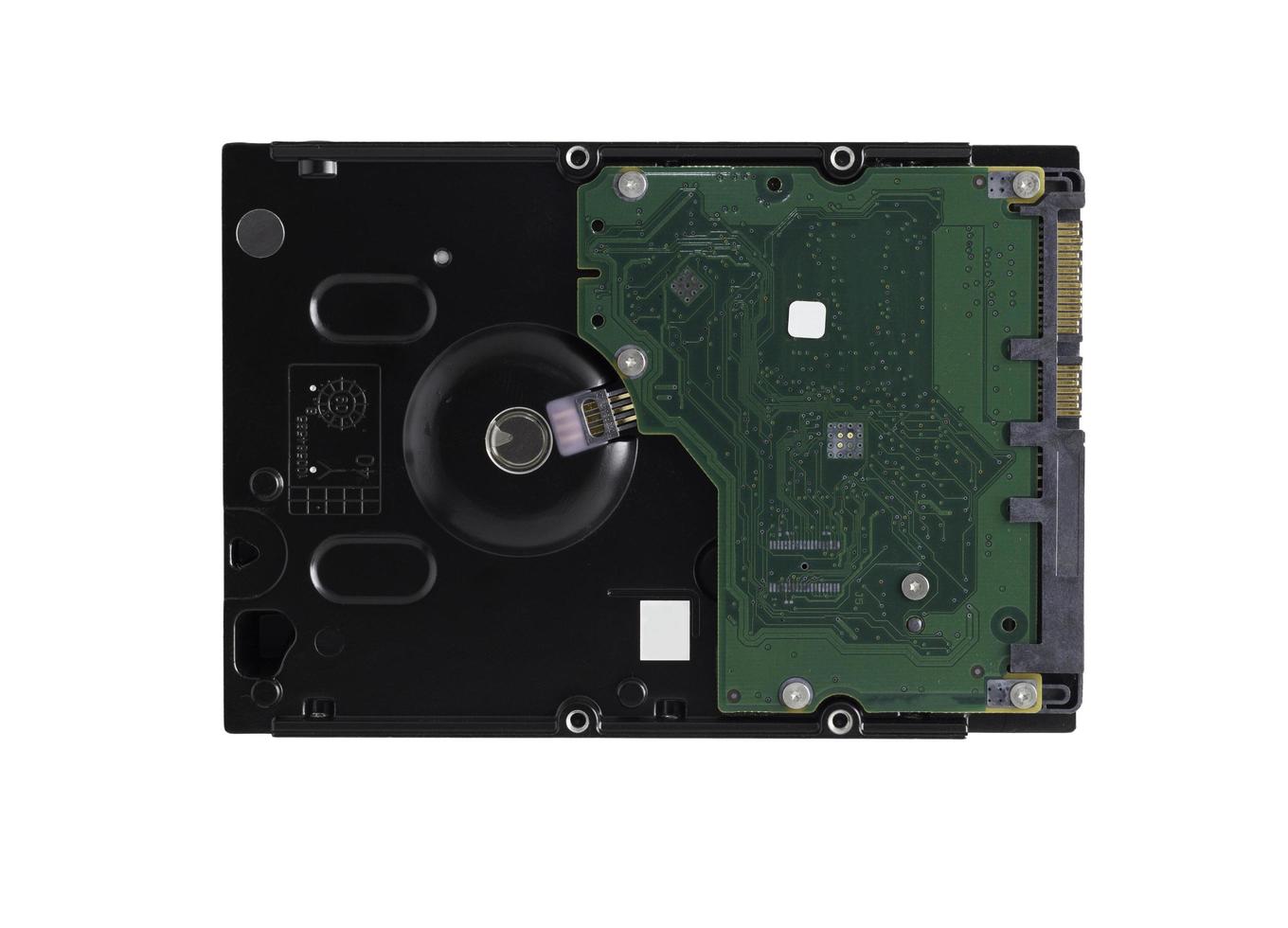 3.5 inch swivel plate internal hard disk drive for desktop computer on white background.top view,flat lay,top down. photo