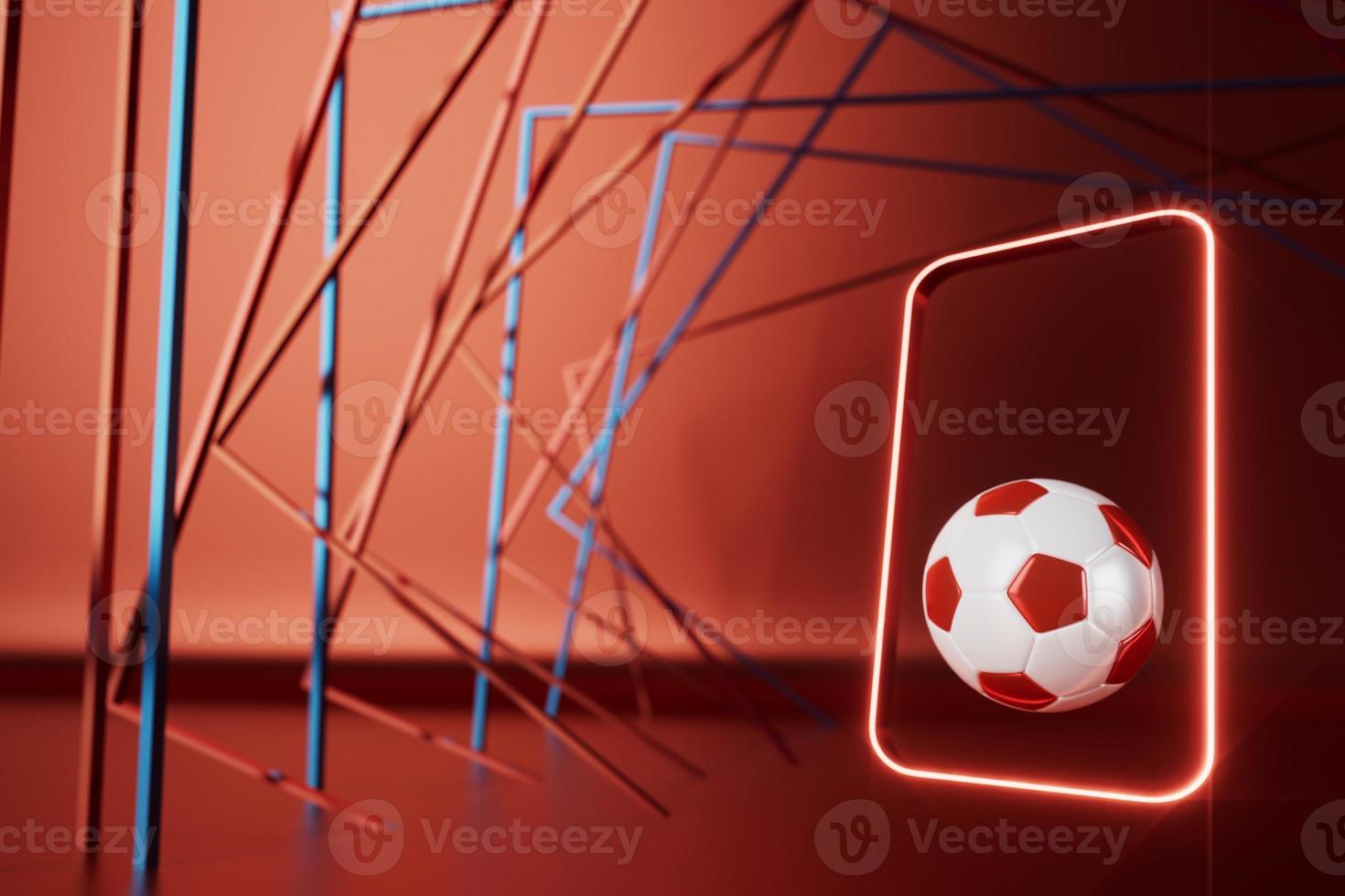 objeto de pelotas de fútbol, diseño de pelotas deportivas, concepto de elemento de fútbol, ilustración 3d, tecnología de fútbol abstracta, pantalla móvil de smartphone, campo de hierba verde, deporte en línea en vivo, negocio de deportes de casino foto