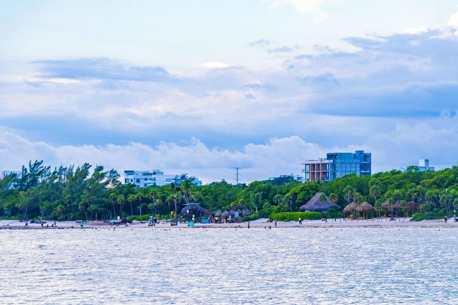 Playa del Carmen Quintana Roo Mexico 2022 Tropical mexican beach sand palm people Playa del Carmen Mexico. photo