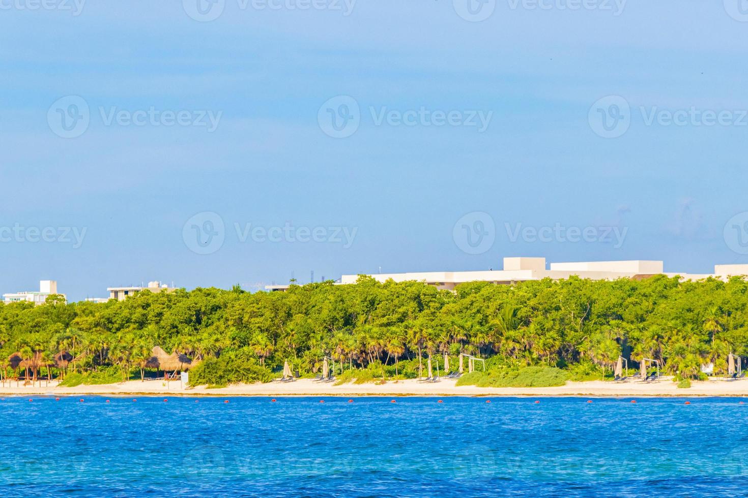 Tropical mexican beach clear turquoise water Playa del Carmen Mexico. photo