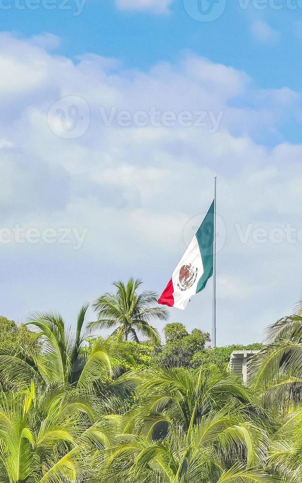 Mexican green white red flag in Zicatela Puerto Escondido Mexico. photo