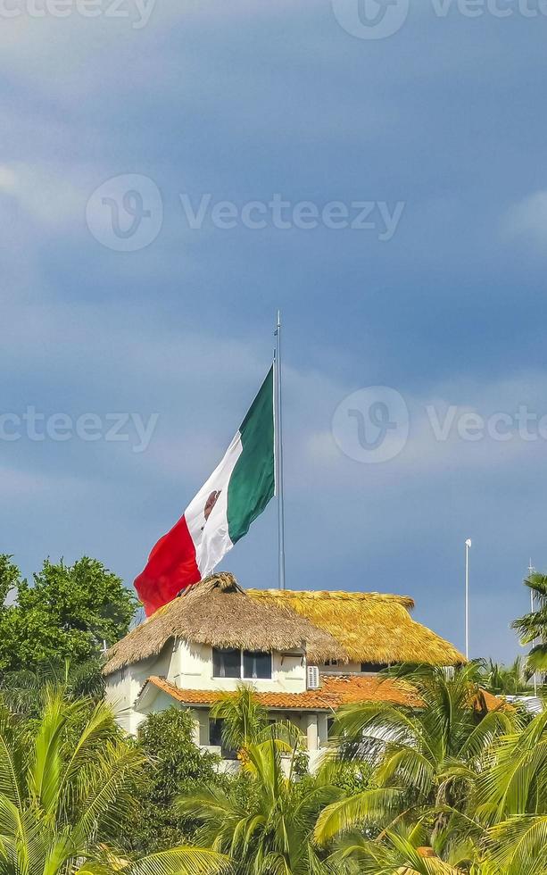 Mexican green white red flag in Zicatela Puerto Escondido Mexico. photo