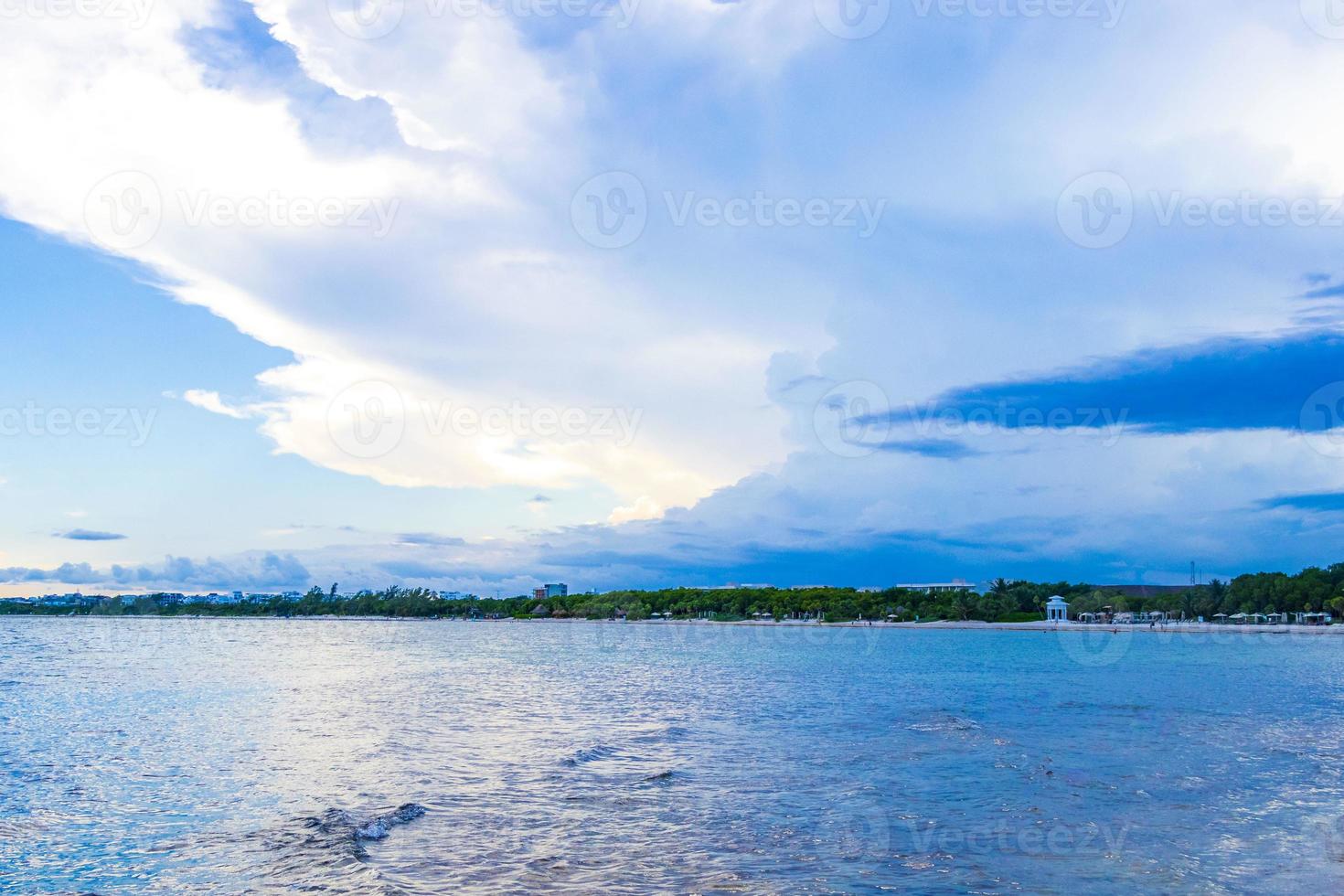 Tropical mexican beach clear turquoise water Playa del Carmen Mexico. photo