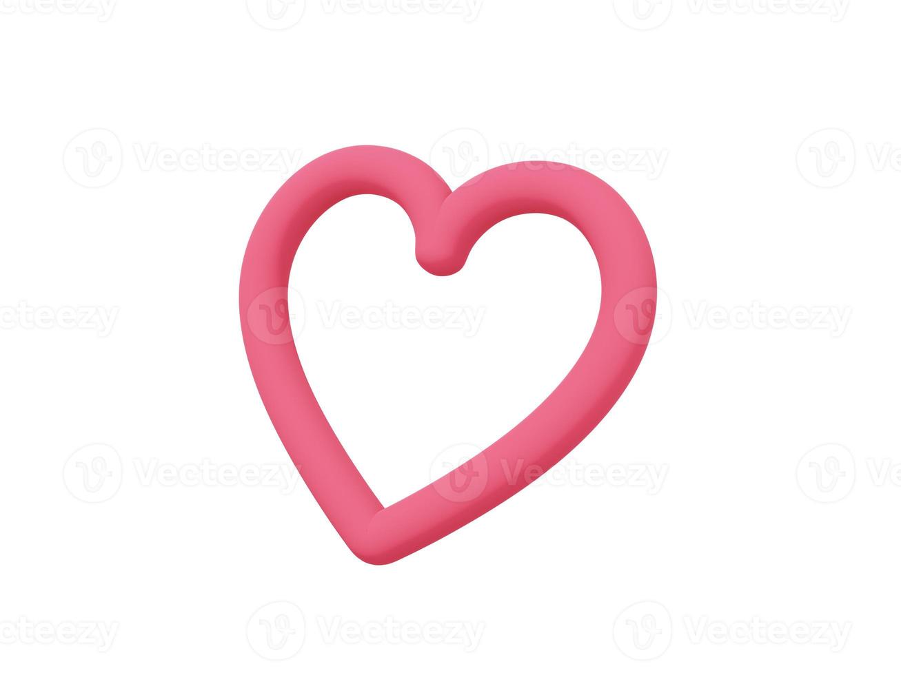Toy heart. Red mono color. Symbol of love. On a white solid background. Bottom view. 3d rendering. photo