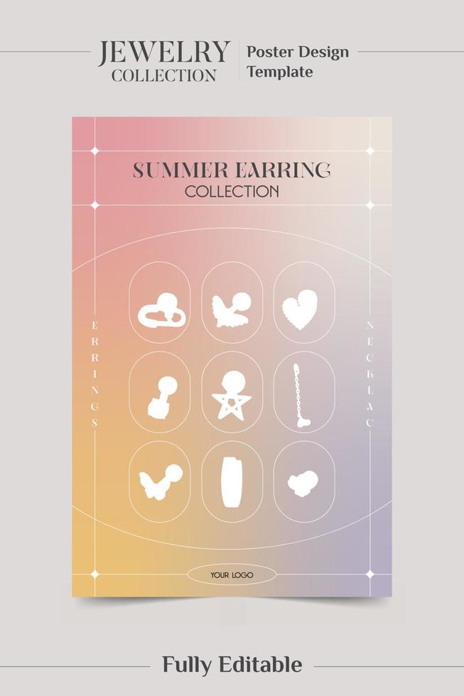 Poster design summer earring template vector