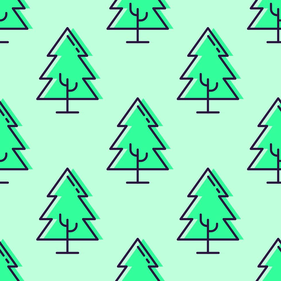 Vibrant vector seamless pattern of green trees on light green background for web sites, clothing, postcards, web