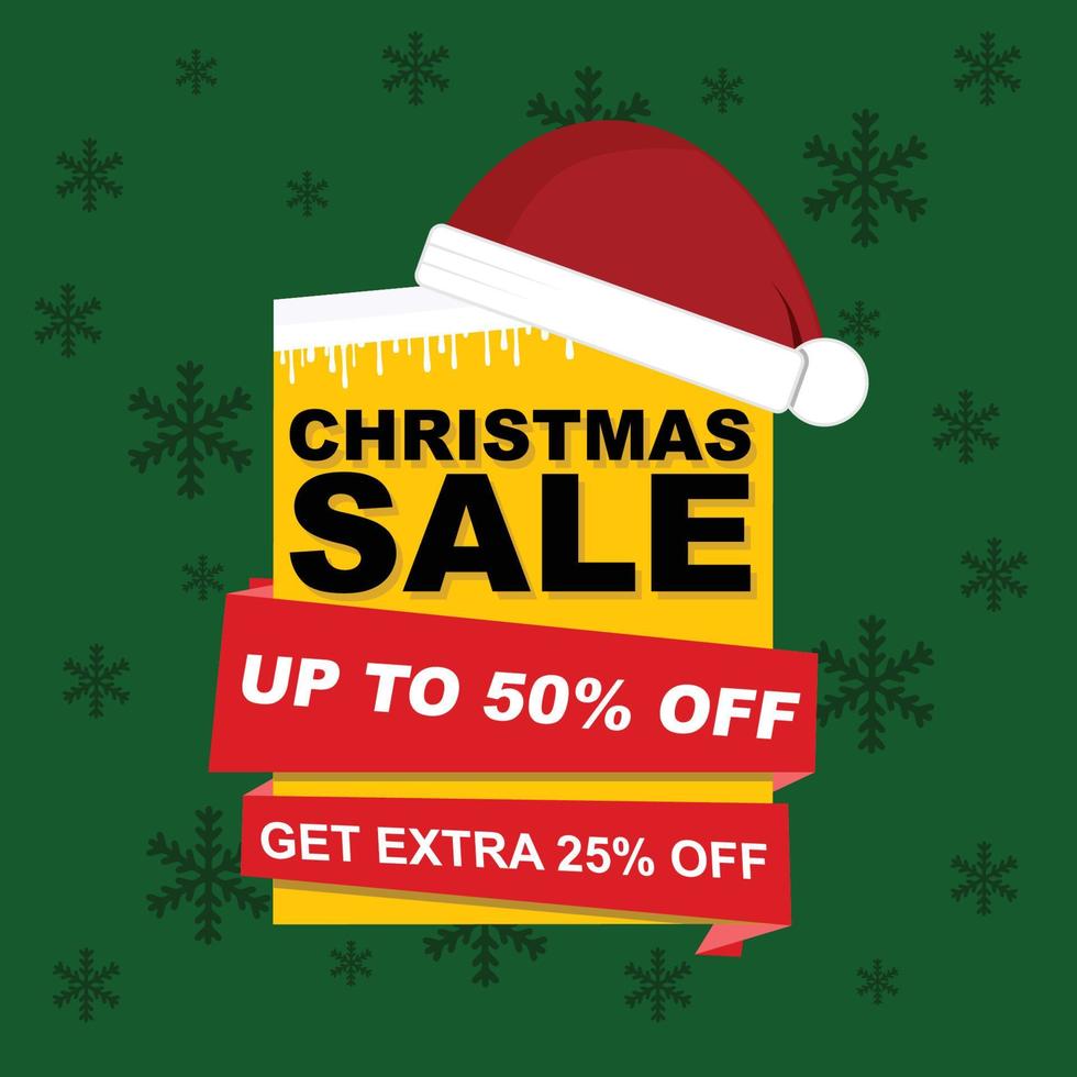 Merry Christmas sale promotion poster vector illustration.