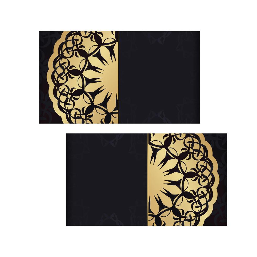 Black postcard with Indian brown ornament is ready for printing. vector