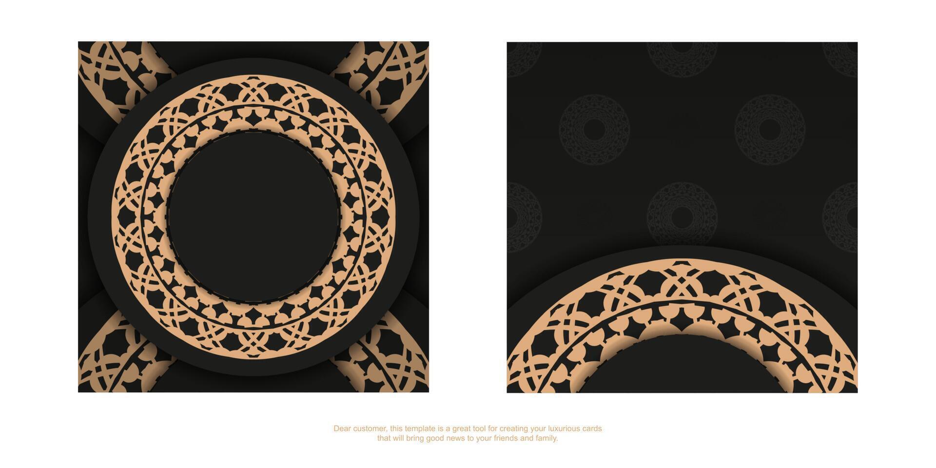 Postcard in black with brown luxury pattern vector