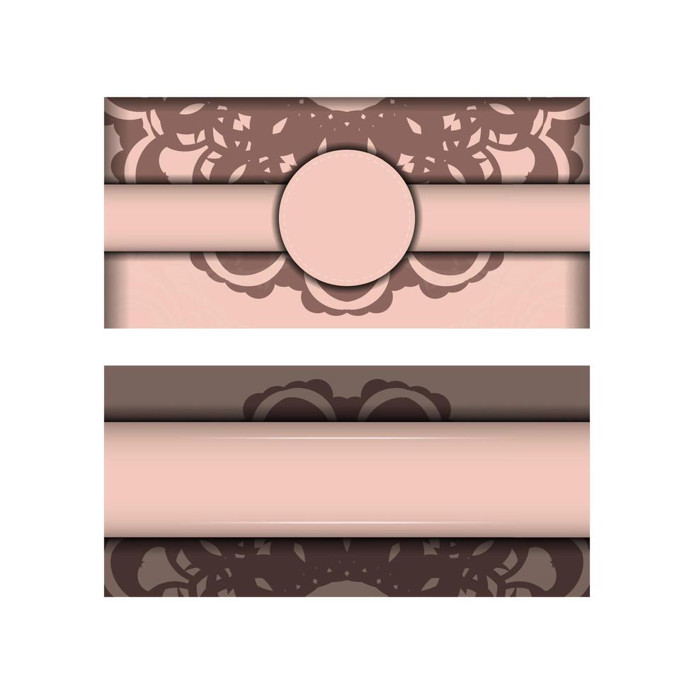 Greeting card in pink color with a mandala pattern for your congratulations. vector