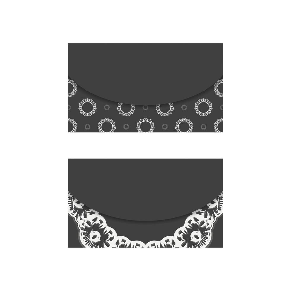 Black business card with Indian white pattern for your personality. vector