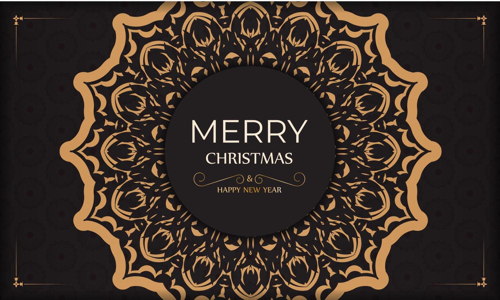 Poster Merry Christmas and Happy New Year in black color with winter ornament. vector