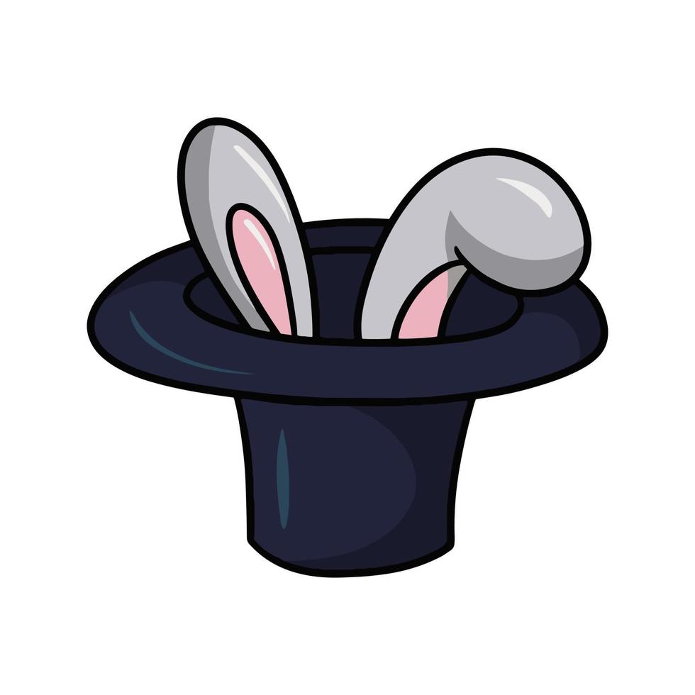 Magician is hat with rabbit ears, vector illustration in cartoon style on white background