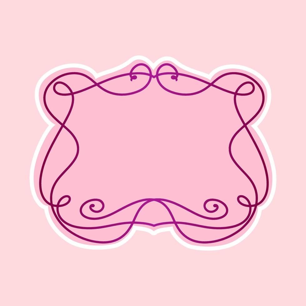 Rectangular frame with swirls on a pink background, hand-drawn, copy space, vector illustration, design element