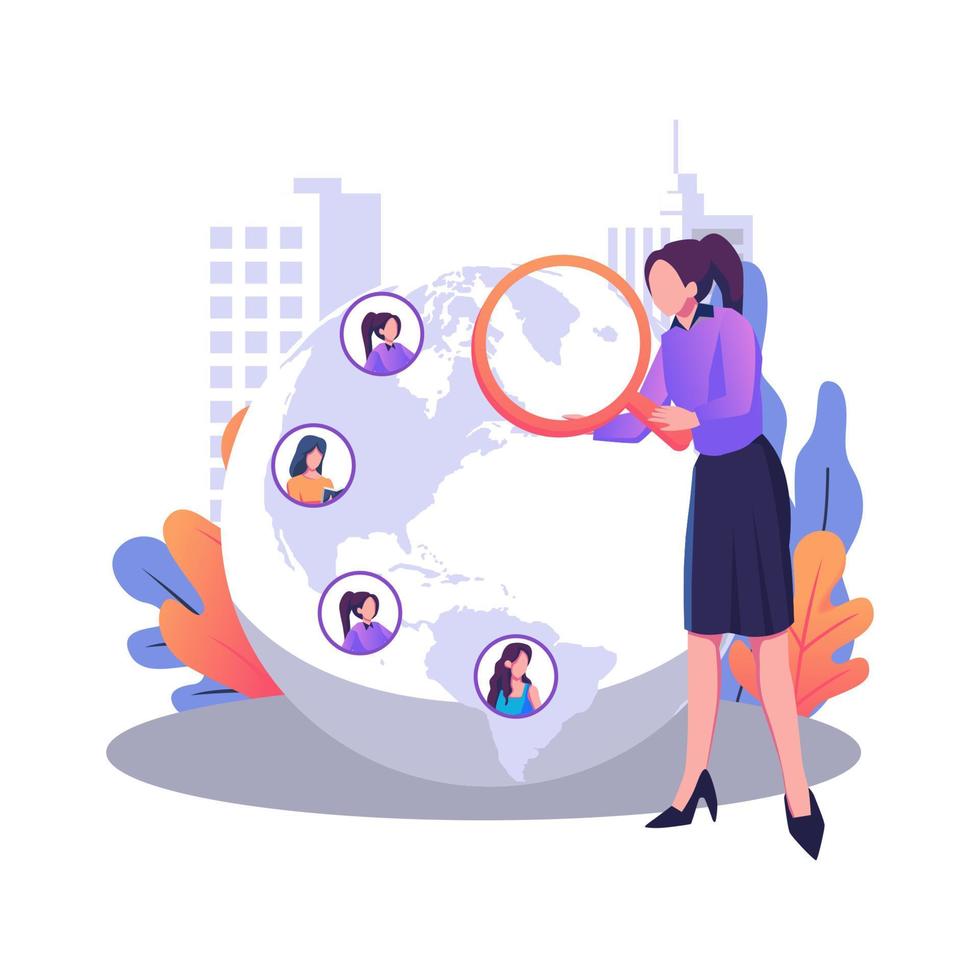 Outsourcing teamwork concept flat style illustration design vector