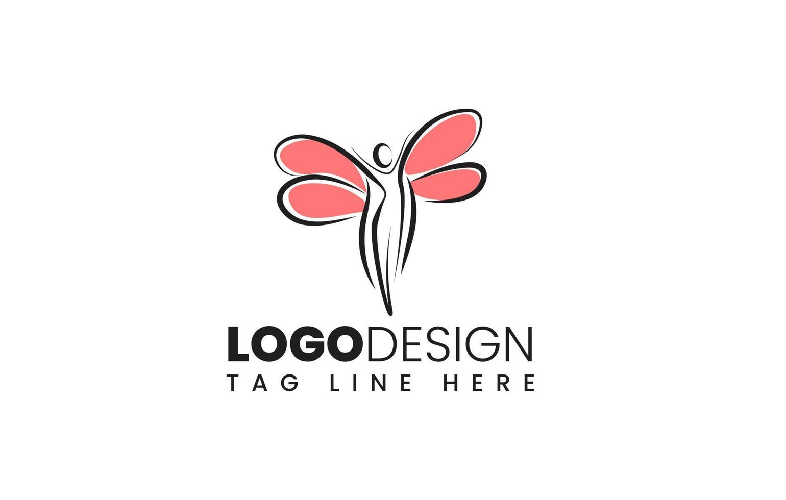 Women butterfly logo or butterfly logo vector