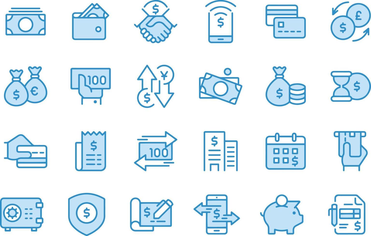 Money andBanking - set of line vector icons
