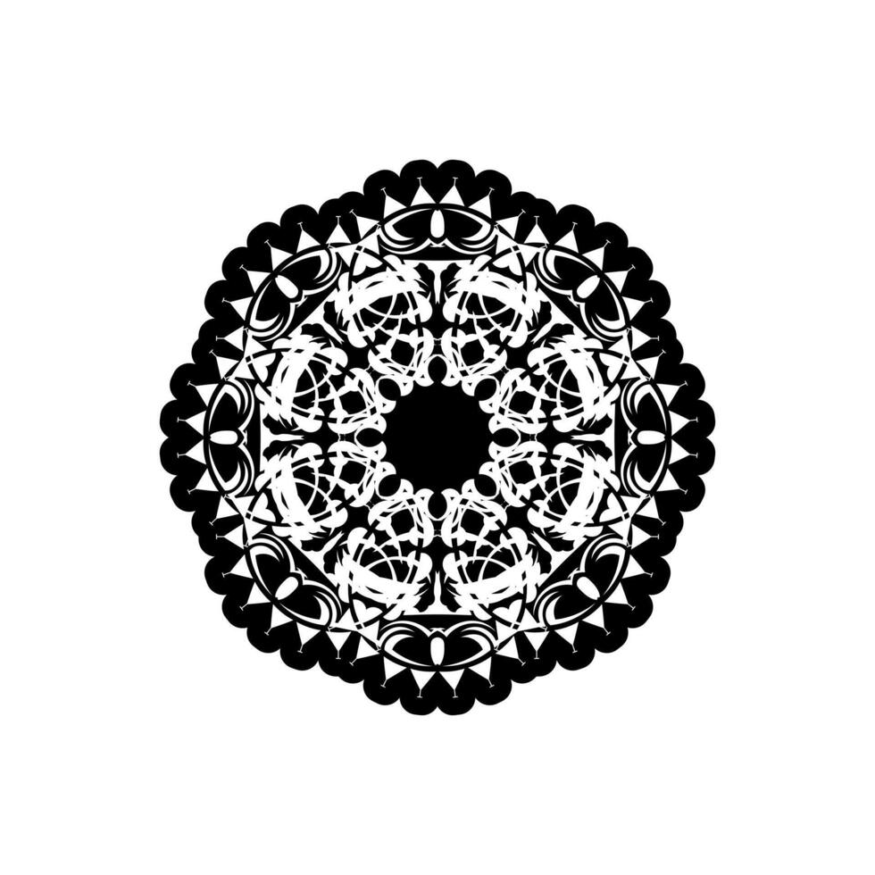 Circular pattern in form of mandala with flower for Henna, Mehndi, tattoo, decoration. Decorative ornament in ethnic oriental style. Outline doodle hand draw vector illustration.