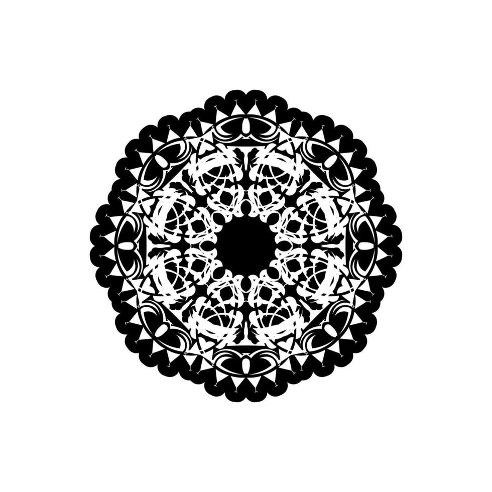 Circular pattern in form of mandala with flower for Henna, Mehndi, tattoo, decoration. Decorative ornament in ethnic oriental style. Outline doodle hand draw vector illustration.