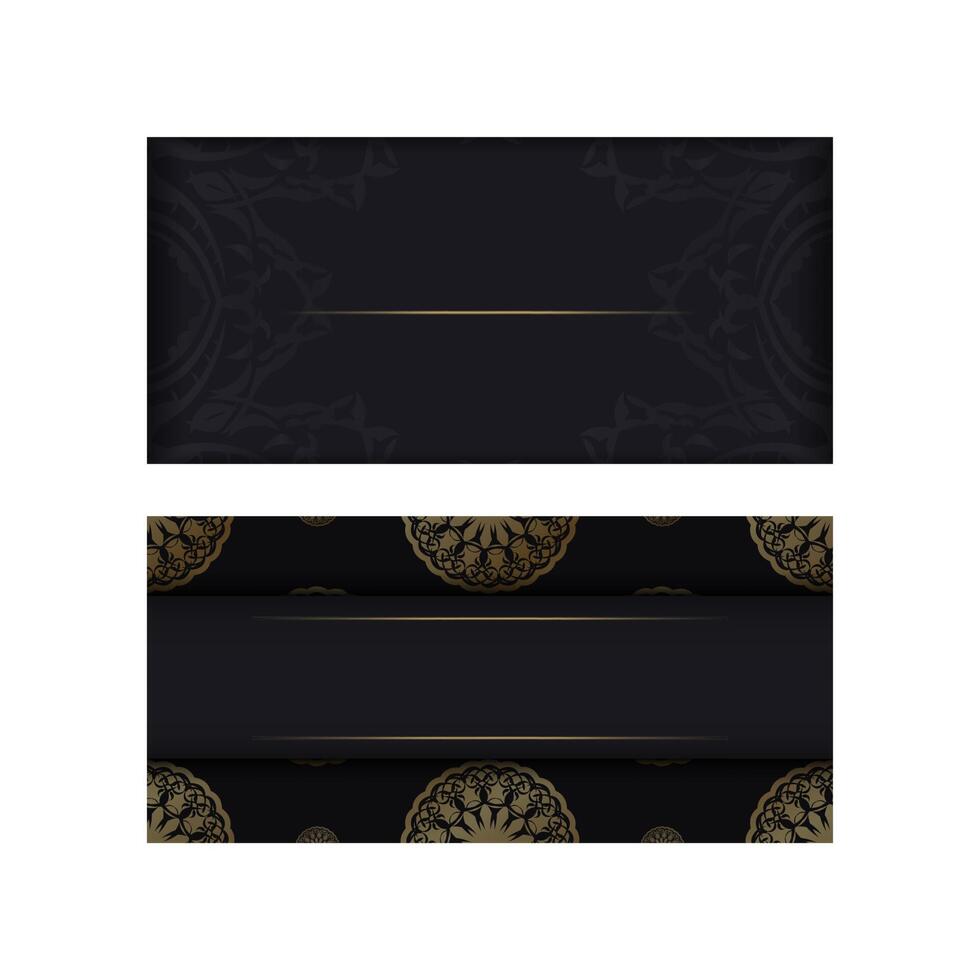 Postcard in black with Indian brown pattern prepared for typography. vector