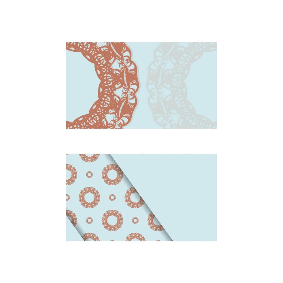 Business card in aquamarine color with a luxurious coral pattern for your personality. vector