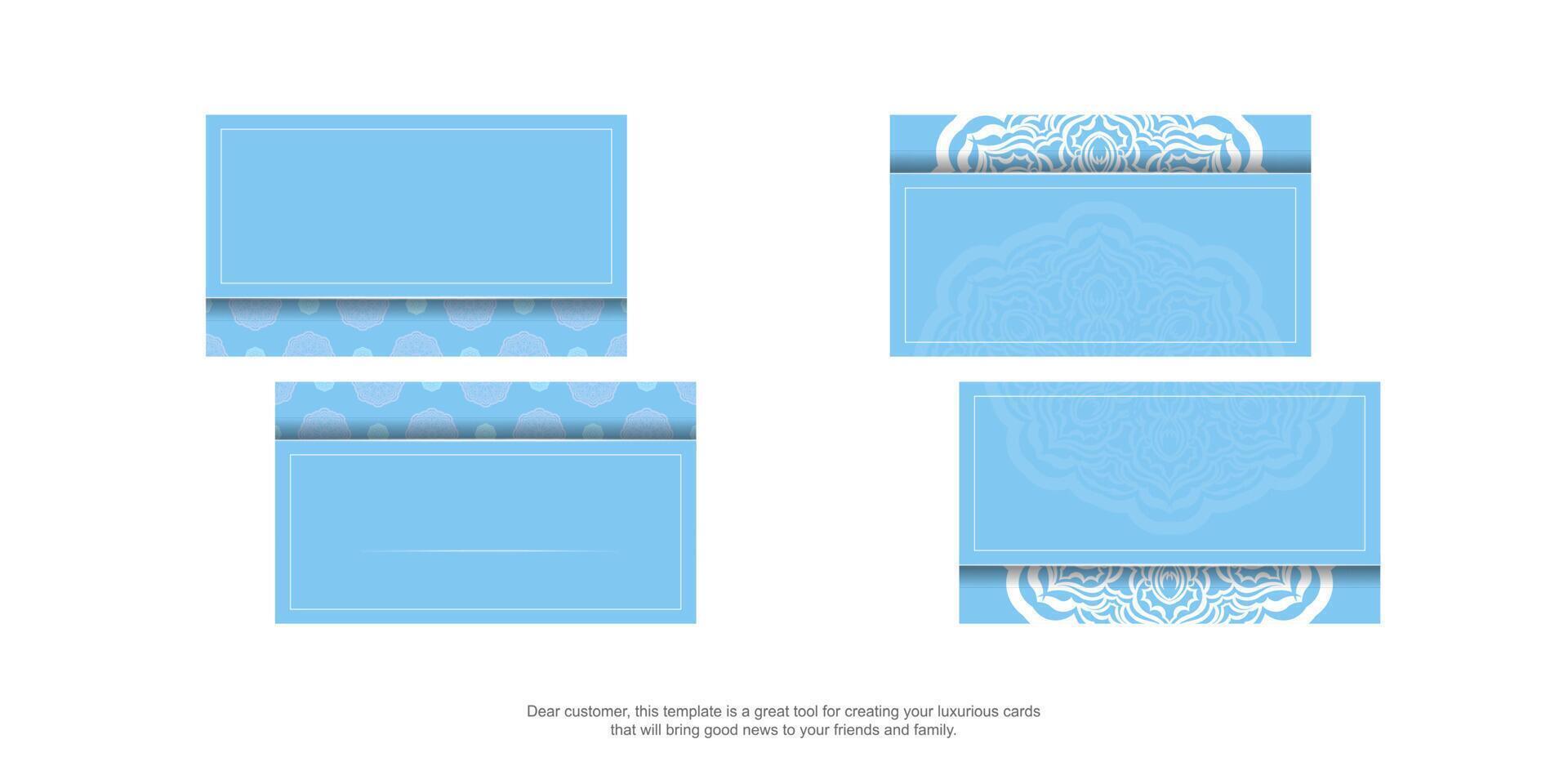 Four blue and white squares with a pattern vector