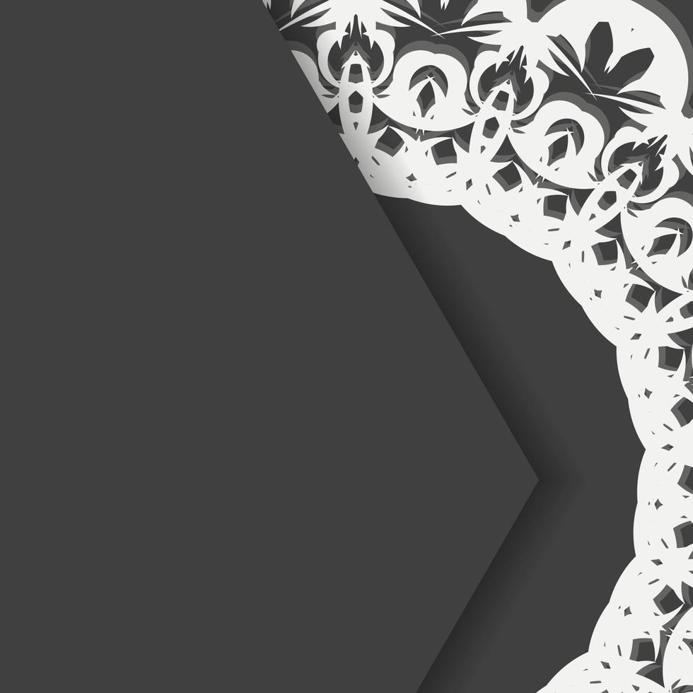 Black leaflet with luxurious white ornamentation is ready for print. vector
