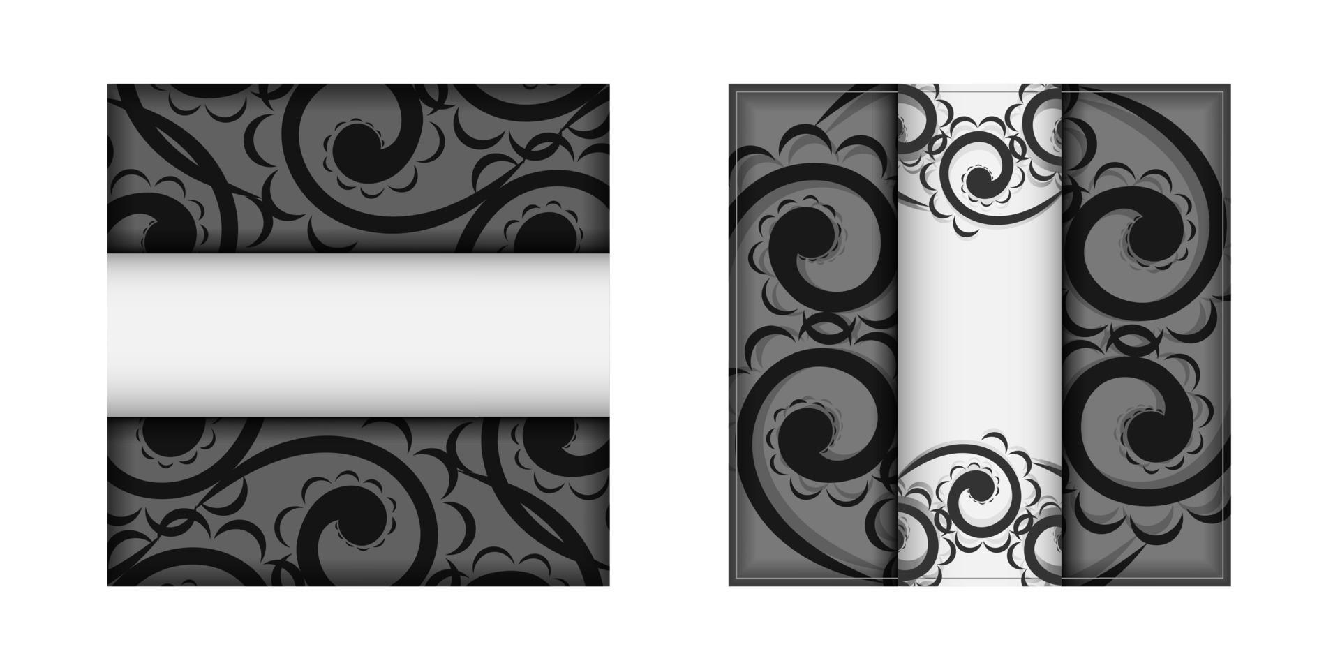 White greeting card with black indian pattern vector