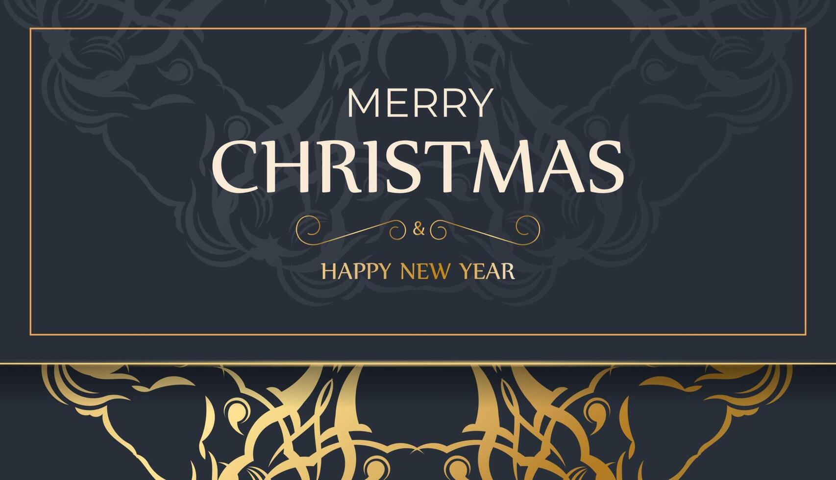 Christmas card with golden deer on dark background vector
