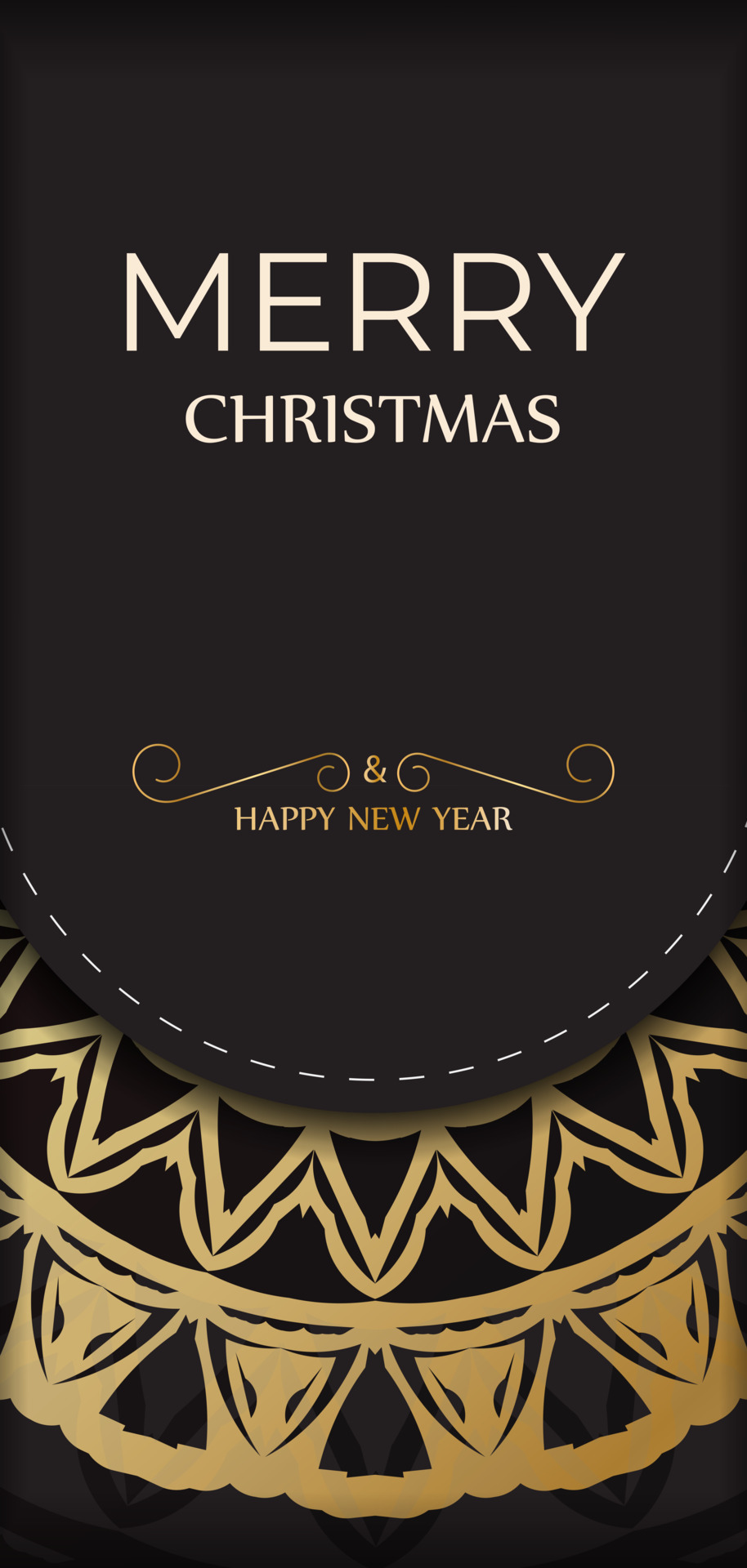Template Greeting card Happy New Year and Merry Christmas in black