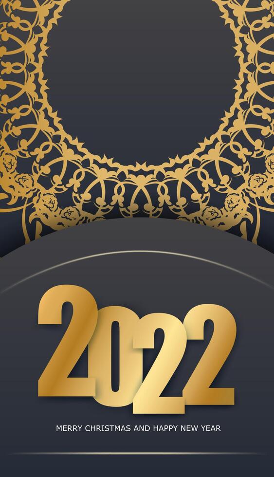 Golden new year 2020 with floral pattern on dark background vector