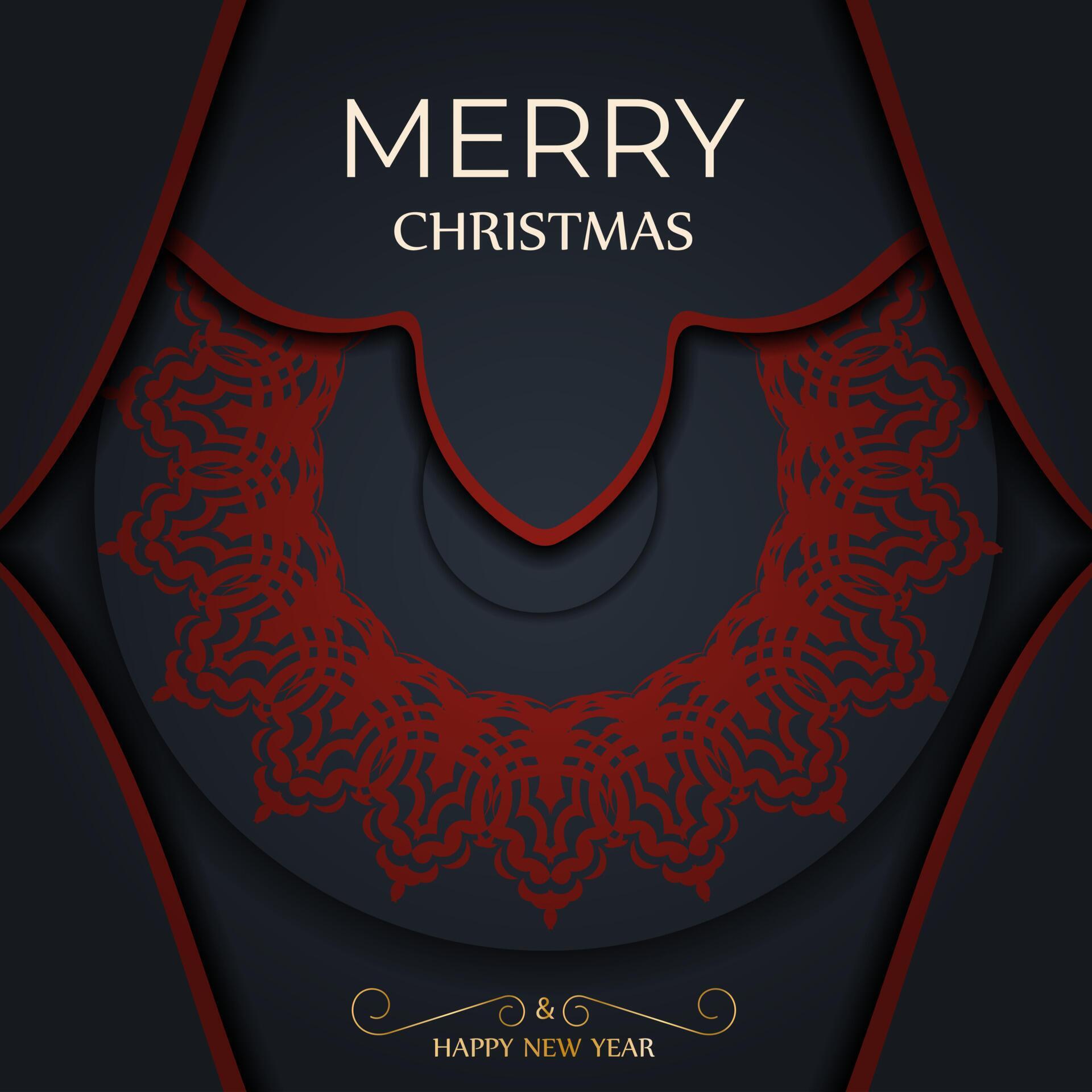 Merry Christmas vector template for gray color printable greeting card