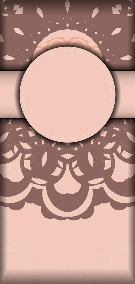 Greeting card in pink color with a mandala pattern prepared for printing. vector