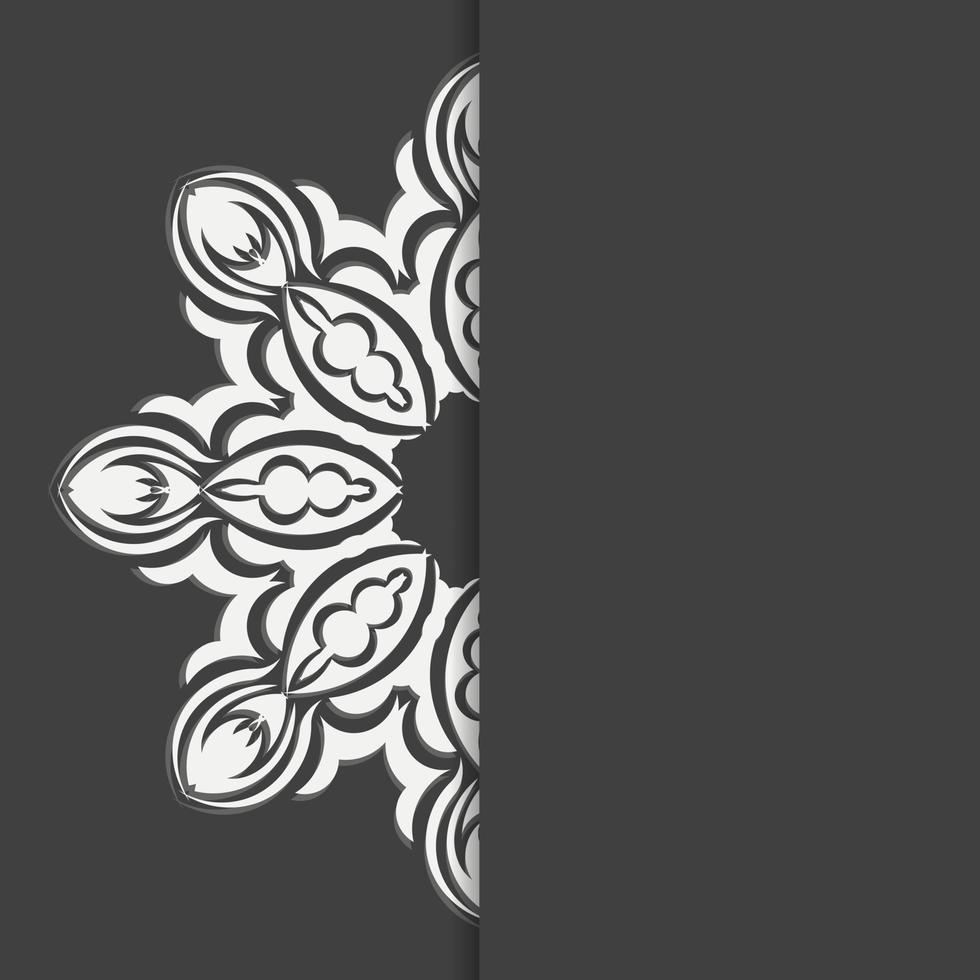 Black postcard with abstract white ornament for your design. vector