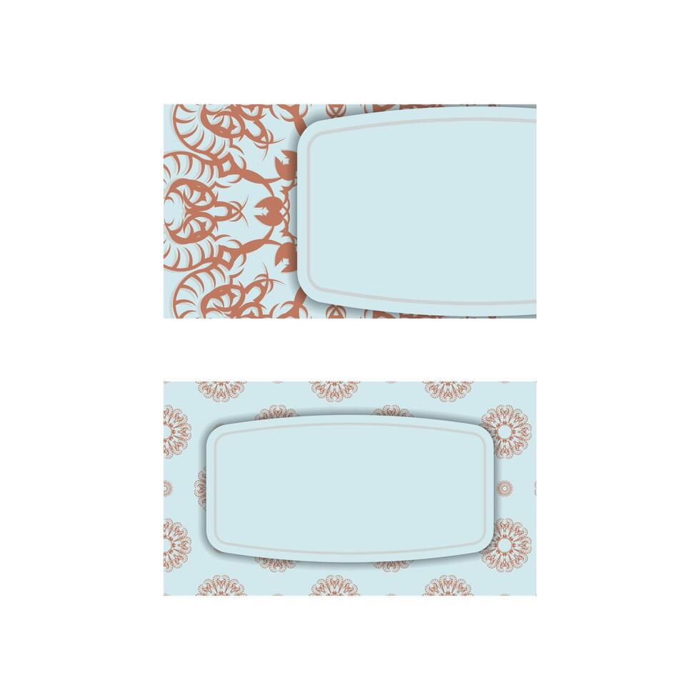 Abstract coral ornament aquamarine business card for your business. vector