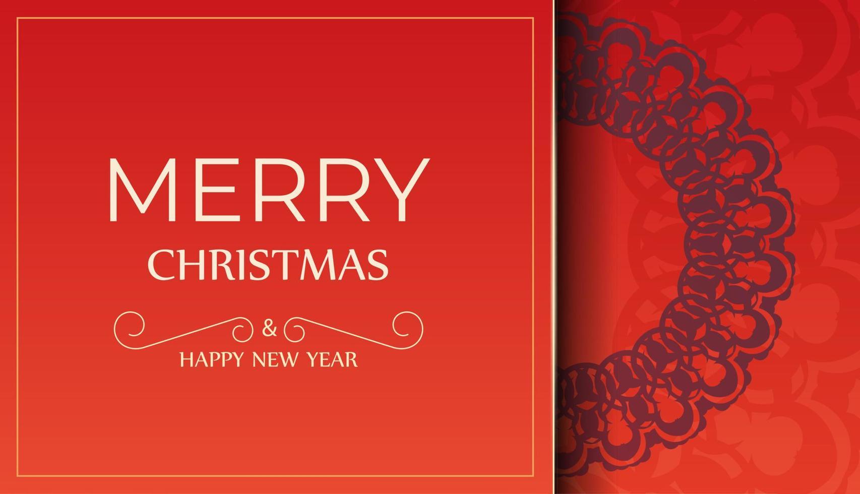 Festive Brochure Merry Christmas Red with luxury burgundy ornament vector