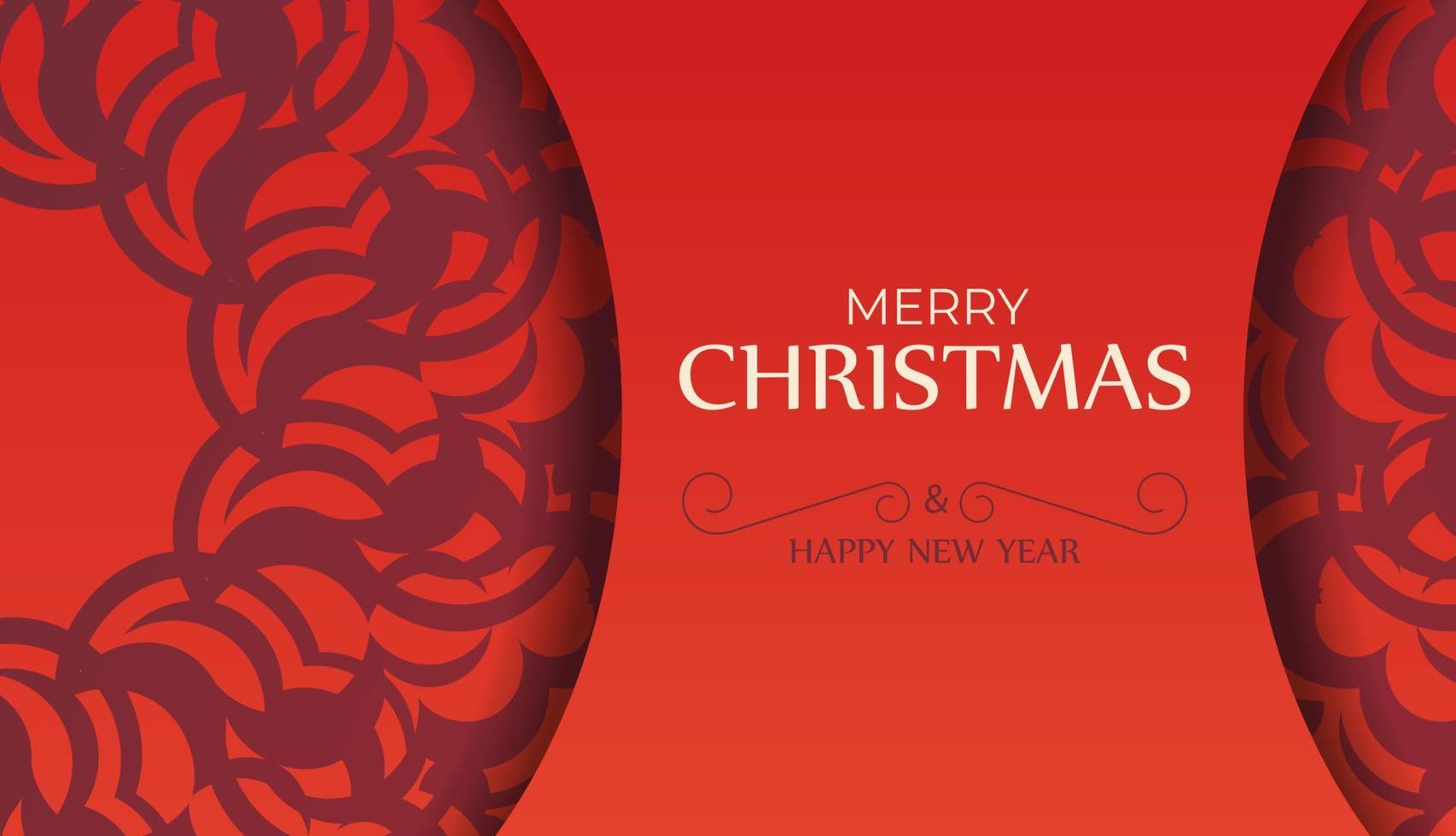 tarjeta de felicitación feliz navidad y feliz año nuevo color rojo con adorno burdeos abstracto vector