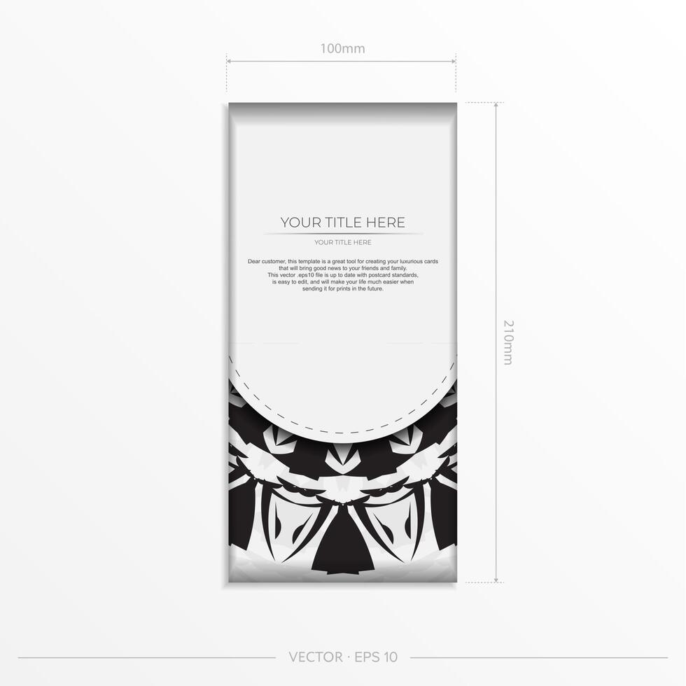 Black and white business card template with a floral pattern vector