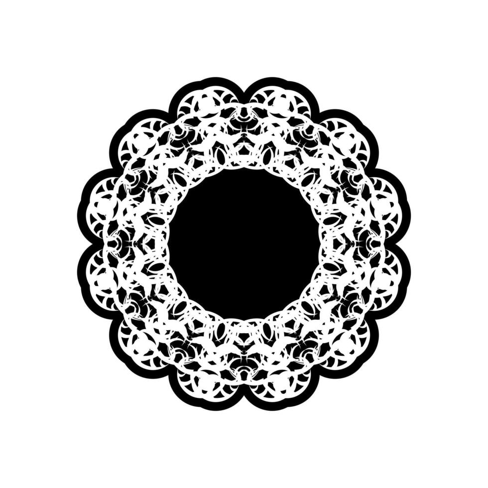 A black and white circular lace pattern vector