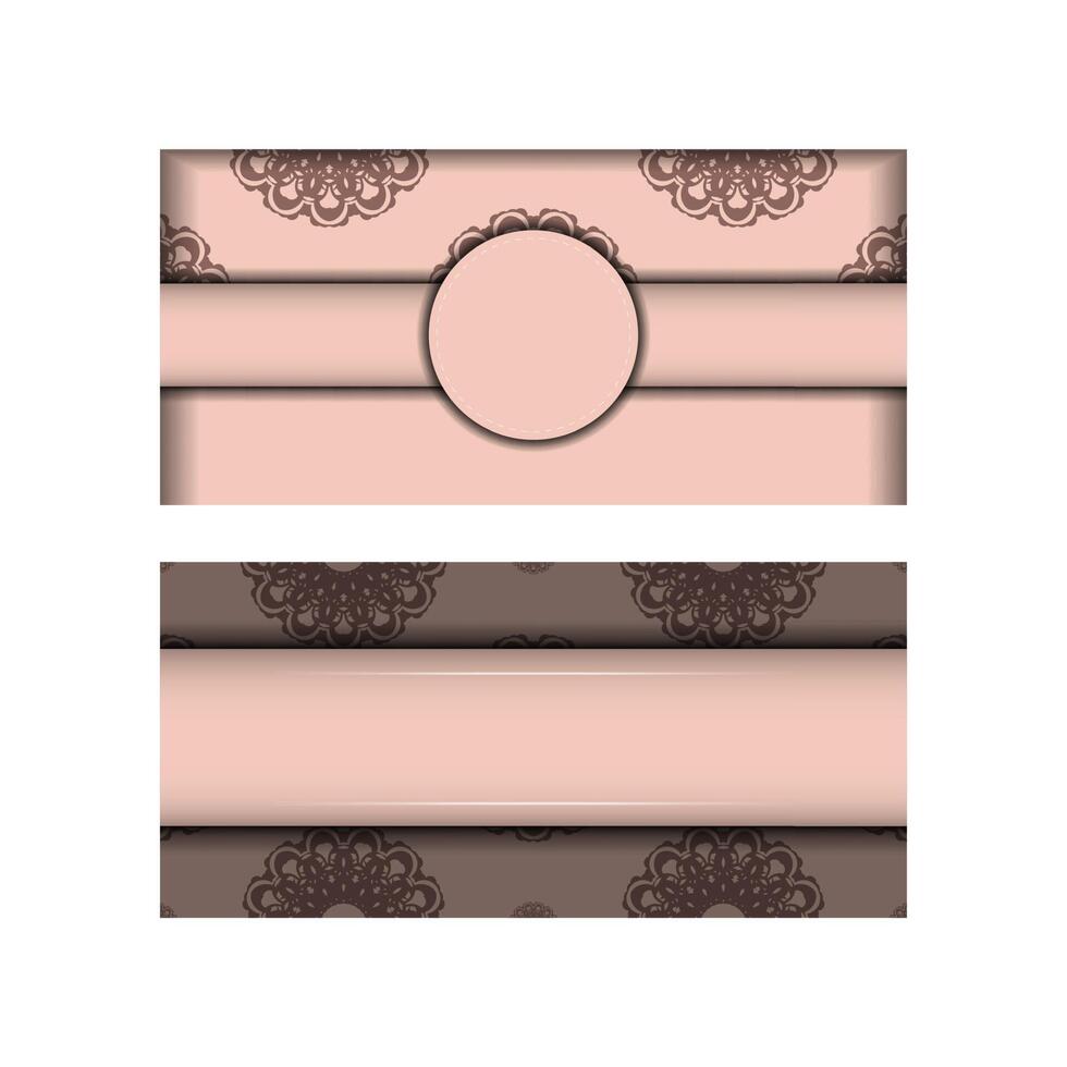 Two pink and brown banners with lace patterns vector