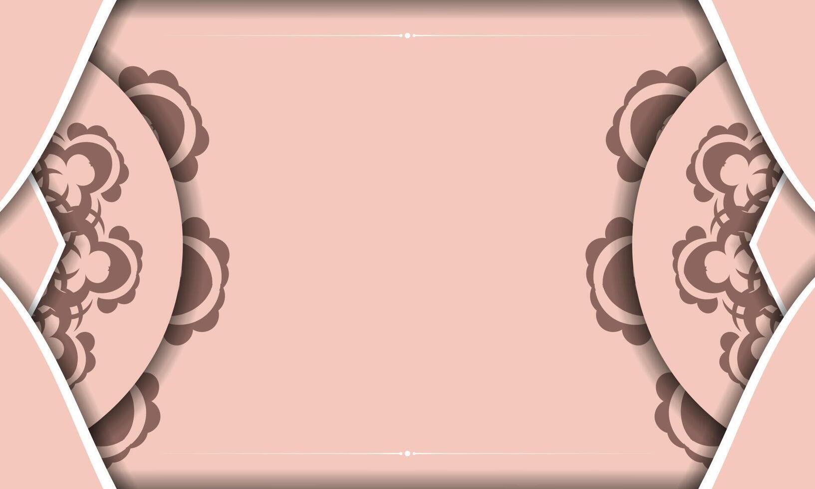 A pink and brown background with a decorative pattern vector