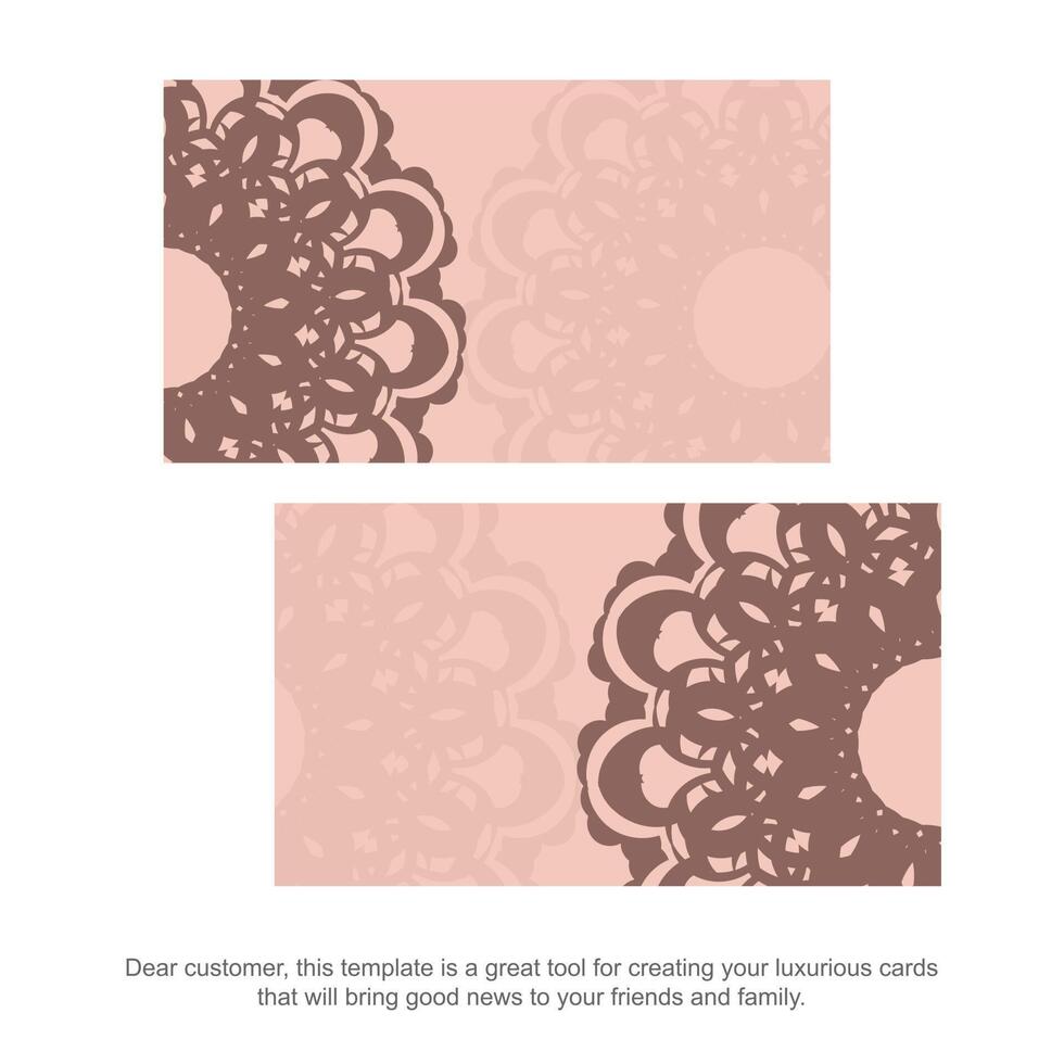 Congratulatory Brochure in pink with vintage pattern prepared for typography. vector