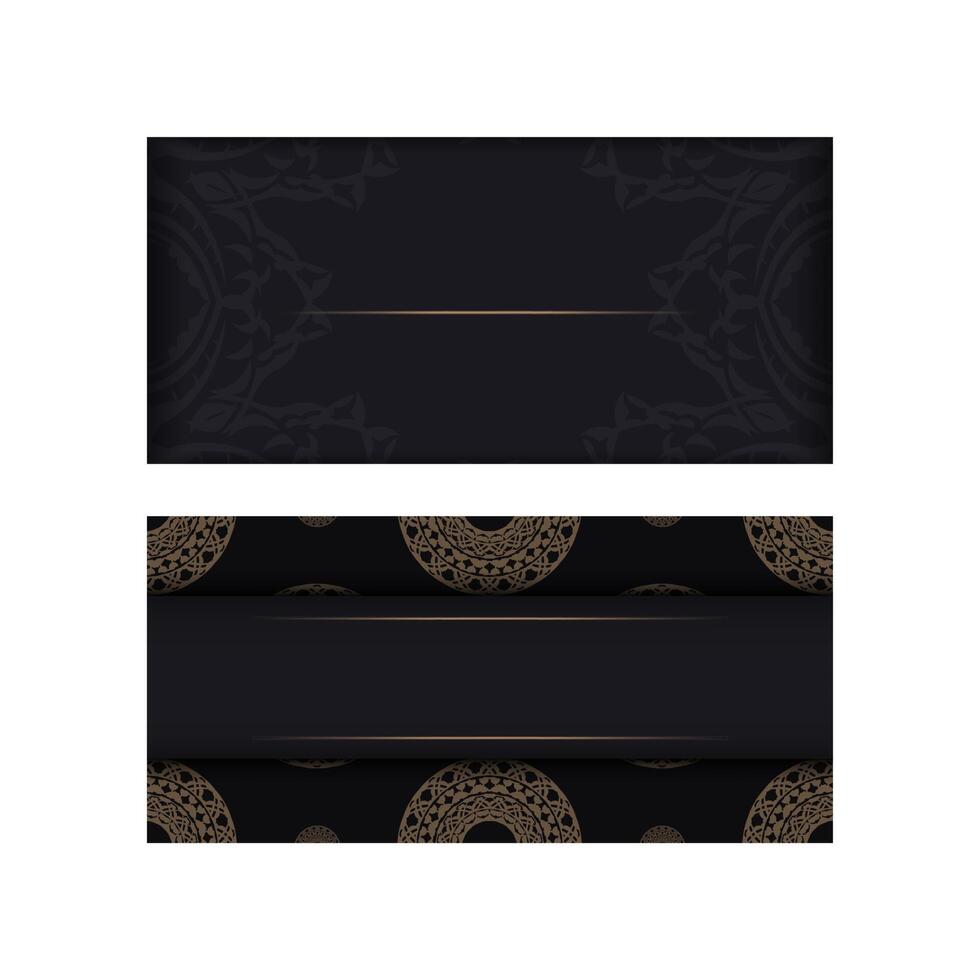 Black postcard with brown abstract pattern vector